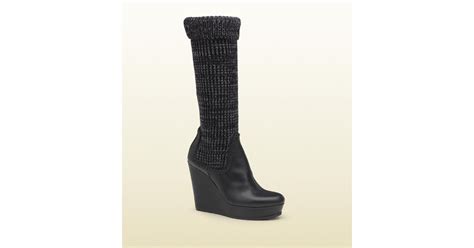 gucci knit wedge boot|gucci wedge boots.